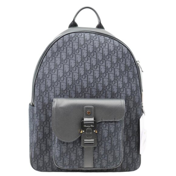 Dior Handbags - Christian Dior Saddle Oblique Jacquard Canvas Zip Backpack Black